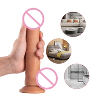 7 pulgadas negro carne marrón Real Feel goma plástico PVC sin tirantes adultos juguetes sexuales consolador pene para mujer