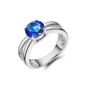Keiyue Sterling silver 925 natural blue sapphires and moissanitemens rings custom ring manufacturer