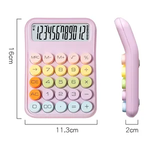 Calculator New Design 12 Digits Sugar Cube Button Electronic Calculator White For Student Calculator With Fashion Mechanical