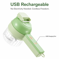 ZES 4-en-1 : Hachoir Électrique Portable Sans Fil en Acier Inoxydable, Rechargeable par USB, pour Légumes et Ail