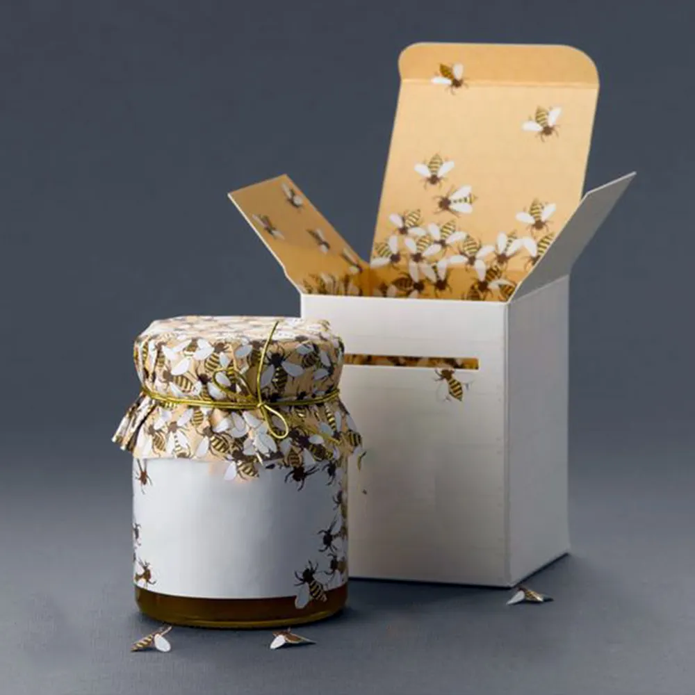 Kotak hadiah kustom lebah madu mewah kemasan botol kaca kotak kemasan madu lebah untuk stoples madu