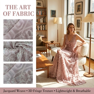 Vestidos <span class=keywords><strong>de</strong></span> Novia con Textura Fluida, Tela <span class=keywords><strong>de</strong></span> Chifón para Atuendos Formales, Tela <span class=keywords><strong>de</strong></span> Tul Bordada con Flecos 3D, Tela para Diseñadores <span class=keywords><strong>de</strong></span> Moda - Product Image 4