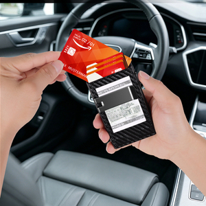 Porte-cartes fin en aluminium avec clip à monnaie en cuir PU, anti-vol RFID, étui à cartes personnalisé avec logo pour cadeau - Product Image 6