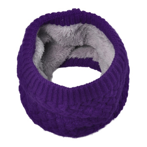HZW-18179 Winter Double-Layer Soft Fleece Lined Thick Knit Neck Warmer Circle Scarf Windproof Fur <strong>Snood</strong> - Product Image 3