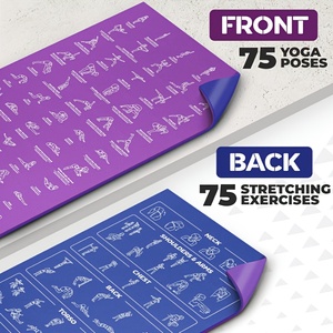 Tapis de <span class=keywords><strong>yoga</strong></span> double face avec 75 illustrations de poses et exercices d'étirement, antidérapant, extra épais, sac de rangement, cadeau pour débutants - Product Image 4