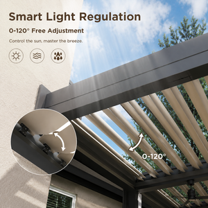 Pergola Bioclimatica in Alluminio Motorizzata con Lamelle Orientabili, Impermeabile, Resistente al Vento, Personalizzabile, Eco-Friendly per Esterni - Product Image 5