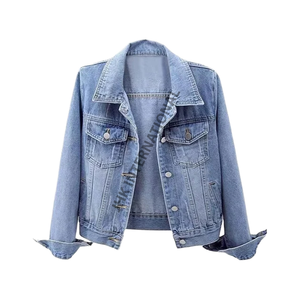 Veste en jean décontractée pour femme, style délavé, printemps automne, unie, multicolore, manches trois-quarts, coupe classique, style usé, tailles - Product Image 3