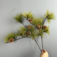 Branches d'arbre artificielles en plastique à gros tronc, à aiguilles de pin, avec fruits, pour la décoration de Noël en extérieur et à la maison, branche de pin