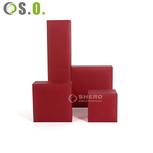 Boîte à bijoux en papier imitation cuir rouge de haute qualité, vente en gros, emballage cadeau de mariage personnalisé - Product Image 5