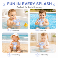Jouet aquatique en silicone pour bébé, en forme de corne, jouet de bain sans couture avec poignée en arc et points texturés, pour le plaisir aquatique, vente en gros OEM