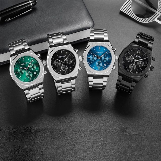 Custom Logo OEM Sport Stainless Steel Quartz Chronograph Watches Men Luxury 20mm Business Fashion Designs Wholesale Manufacturer
