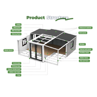 Casa Contenedor Portátil Prefabricada y Expandible de 20 Pies/40 Pies, Casa Modular a Prueba de Huracanes, Diseño Moderno, Interior de Lujo, Familiar