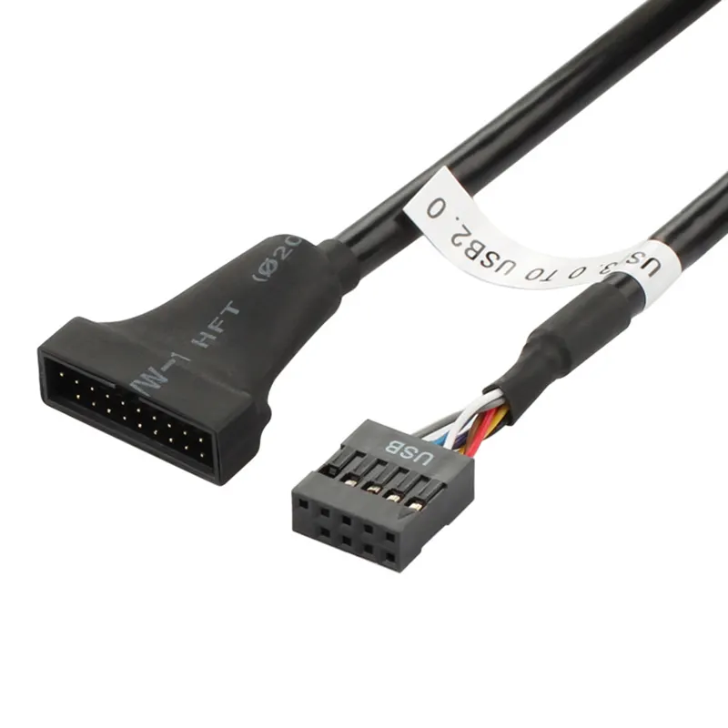 USB 2.0 habitação 9 pinos macho para placa-mãe USB 3.0 20 pinos fêmea cabo adaptador para computador PC