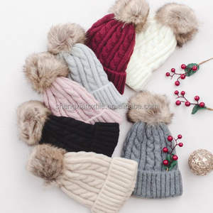 <span class=keywords><strong>Bonnet</strong></span> d'hiver tricoté pour <span class=keywords><strong>femme</strong></span>, couvre-chef avec pompon épais, bonnets à la mode, cadeau pour dame, 2020 - Product Image 4