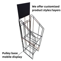 Présentoir métallique autoportant moderne et portable avec revêtement en poudre pour magasins de détail, magazines et livres