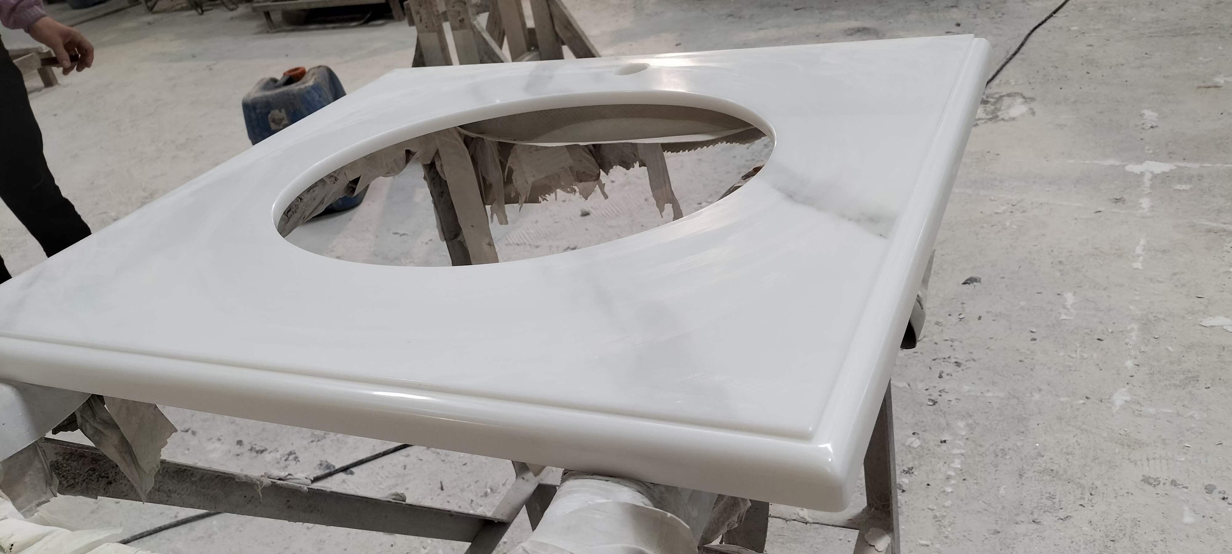 bathroom vanity cabinet tops marble vein print calaccata nano glass stone high gloss