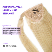 Queue de cheval en cheveux naturels à enrouler, extension de cheveux humains 100% Remy, cheveux chinois lisses, pièce à clipser, origine Shandong