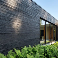 Panel Dinding Kayu Bakar Shou Sugi Ban Premium, Papan Fir Karbonisasi Hitam Modern, Panel Dinding Kayu Bakar Dekoratif