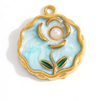 Accessoires de bijoux en acier inoxydable, pendentifs DIY colorés d'été, motifs goutte d'huile, fleur, poisson, coquillage, plume, pierre naturelle