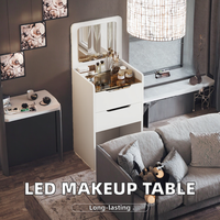 Table de toilette moderne et simple pour chambre à coucher, miroir éclairé, armoire de rangement, table de maquillage multifonctionnelle, panneau de chevet, salon