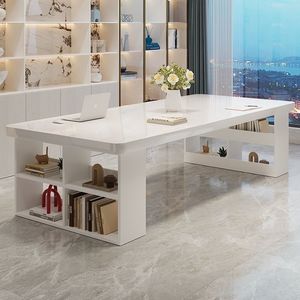 White Piano Style Solid Wood <b>Desk</b> With Storage Living Room <b>Study</b> Table - Product Image 4