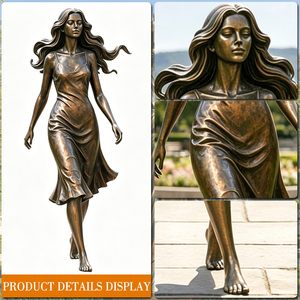 Statue de femme moderne grandeur nature en bronze – Sculpture féminine extérieure coulée sur mesure, couleur personnalisée, sculpture très détaillée pour jardin - Product Image 3