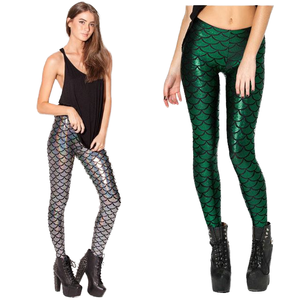 Leggings sirène colorés à imprimé numérique en polyester tricoté respirant, taille haute, décontractés et tendance pour femmes - Product Image 2