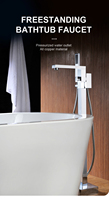 Robinet de baignoire autoportant moderne en laiton massif, mitigeur de bain à poser au sol avec douchette à main, idéal pour appartement et hôtel