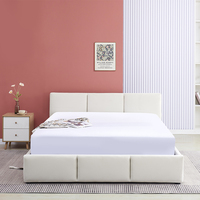 Juego de Muebles de Dormitorio de Lujo Personalizable para Villa, Cama Doble Premium, Cama King Size Tapizada, Espacio de Almacenamiento de Madera Premium