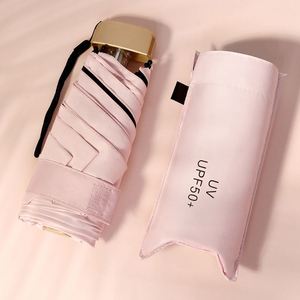 Portable Folded Ultralow-<b>Light</b> 5 Folding Sunblock Uv Mini Pocket Umbrella for Rainny Day - Product Image 3