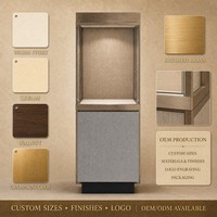 Vitrine de présentation de bijoux en métal texturé gris moderne sur mesure avec éclairage LED pour colliers et bagues