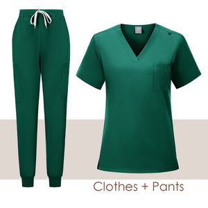 Women's <b>Scrub</b> Suit Set Moisture Wicking V-Neck Short Sleeve Hospital Uniforms Split Design For Medical Workwear - Product Image 5