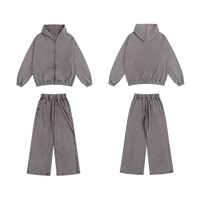 Ensembles de vêtements de rue 100% coton délavé à l'acide ensembles de vêtements de rue surdimensionnés vintage casual ensembles de sweat à capuche et de pantalons de survêtement vierges