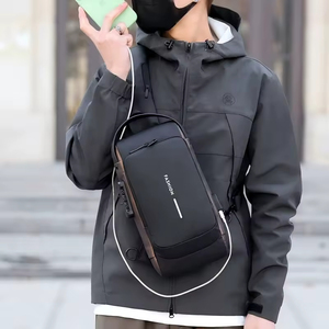 Sacs de poitrine pour hommes en nylon imperméable, durables, antivol, avec port USB, multifonctionnels, sacs messagers de voyage, bandoulière - Product Image 5