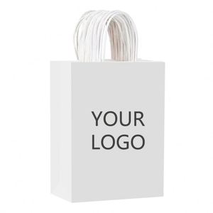 Bolsas de Regalo de Papel Kraft Blanco Ecológicas y Personalizables, Reciclables, con Logotipo de Tienda de Ropa para Calcetines, Zapatos y Pieles - Product Image 1