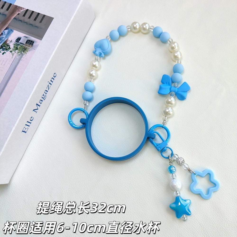 anneau de tasse+sangle de style français+pendentif étoile-bleu