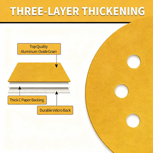6 Inch 150 mm 6 Holes Gold <strong>Sanding</strong> <strong>Disc</strong> Yellow Round Abrasive Sandpaper <strong>Disc</strong> for Orbital Sander - Product Image 5