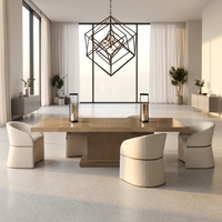 Ensemble de table à manger convertible en chêne blanc massif de style ferme moderne, 8 places, pour appartement et hôtel