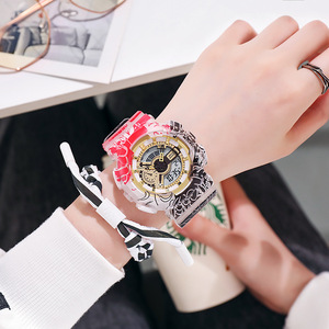 Reloj Digital de Dibujos Animados Estilo Coreano con Doble Pantalla de 50 mm para Hombre y Mujer, Luminoso, Resistente al Agua, Multifuncional, de Plástico - Product Image 3