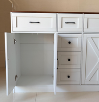 Farmhaus-Sideboard in Weiß mit 6 Schubladen und Scheunentüren, Holz-Aufbewahrungsschrank für Küche, Esszimmer und Wohnzimmer
