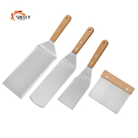Ensemble de spatules en métal XL pour barbecue, spatule longue pour gril, grattoir, spatule à crêpes, retourneur à hamburgers, coupe-pâte, ustensile de barbecue