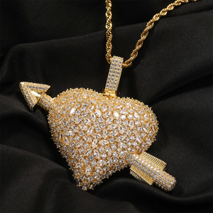 Collier pendentif personnalisé Hip Hop avec <span class=keywords><strong>photo</strong></span> cœur percé par l'arc-en-ciel de Cupidon, bijou sur mesure pour homme et femme, cadeau souvenir - Product Image 3