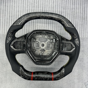 Volant de course en fibre de carbone forgée pour Peugeot 208 308 508 <span class=keywords><strong>3008</strong></span> 5008 avec double marqueur de centrage rouge - Product Image 2