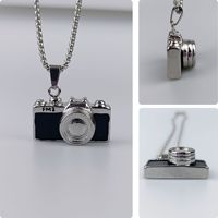 Mode Vintage Argent Couleur En Acier Inoxydable Bijoux Collier Mini Caméra Cachée Couple Saint Valentin Cadeau