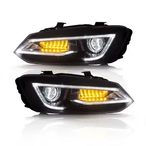 VLAND Full LED Headlights Dual Beam With Moving Signal+DRL 2011-2017 Head Light For VW Polo Vento Mk5 Front Lamp Car Accessories