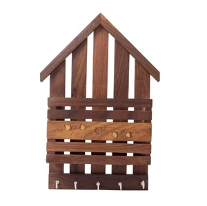 Porte-clés mural en bois vintage personnalisé avec logo, crochets réglables, découpe laser, durable et écologique – Prix usine - Product Image 1