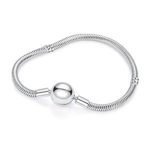 Factory Wholesale S925 Sterling Silver Zircon Rhodium Plated Trendy Simple Snake Bone <b>Charm</b> <b>Bracelet</b> Women <b>Beaded</b> Jewelry DIY - Product Image 1