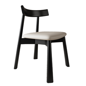 เก้าอี้รับประทานอาหารไม้สีครีมหรูหราสไตล์โมเดิร์นร่วมสมัย หุ้มเบาะหนัง เฟอร์นิเจอร์สำหรับบ้าน สำนักงาน และโรงแรม - Product Image 3