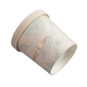 Gobelets à soupe jetables en papier kraft blanc personnalisés avec couvercles en papier, bols en papier pour crème glacée - Product Image 1