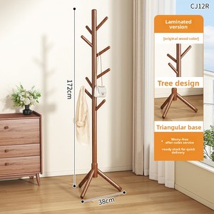 <span class=keywords><strong>Perchero</strong></span> de pie de madera maciza para dormitorio, uso doméstico, sala de estar, con barra <span class=keywords><strong>vertical</strong></span> simple y colgador para bolsos - Product Image 6